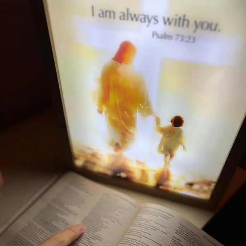 4D Jesus LED Painting Luminwork Jesus Lamp Christian Night Light Decor LED Best Birthday Christian Religious Gifts for Baptism