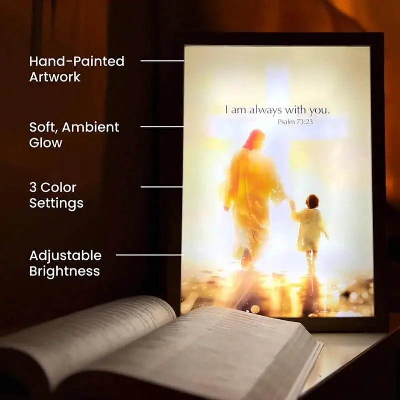 4D Jesus LED Painting Luminwork Jesus Lamp Christian Night Light Decor LED Best Birthday Christian Religious Gifts for Baptism