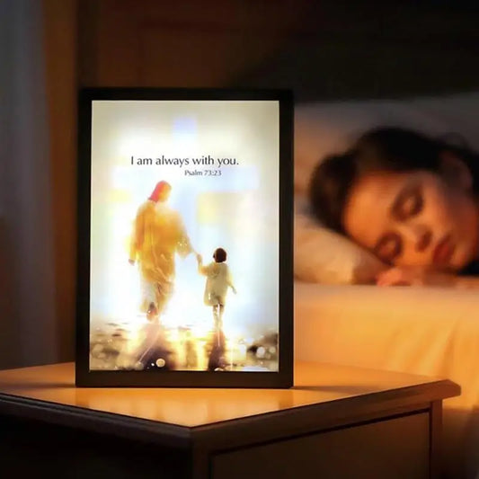 4D Jesus LED Painting Luminwork Jesus Lamp Christian Night Light Decor LED Best Birthday Christian Religious Gifts for Baptism