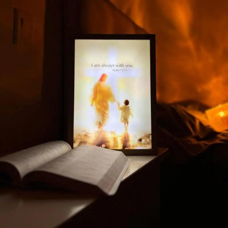 4D Jesus LED Painting Luminwork Jesus Lamp Christian Night Light Decor LED Best Birthday Christian Religious Gifts for Baptism